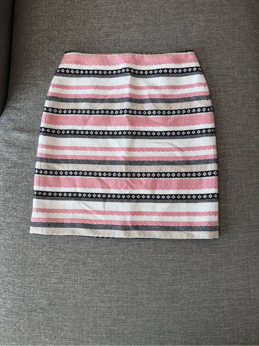 LOFT Pink Black White Striped Mini Skirt